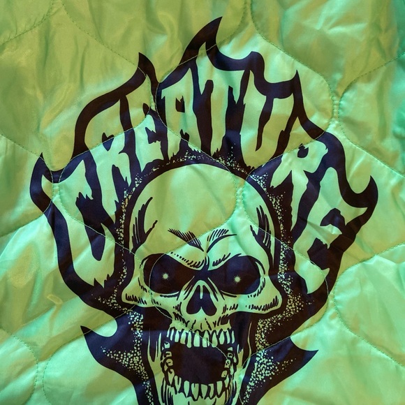 CREATURE brand Black denim vest with neon green lining - Picture 4 of 8